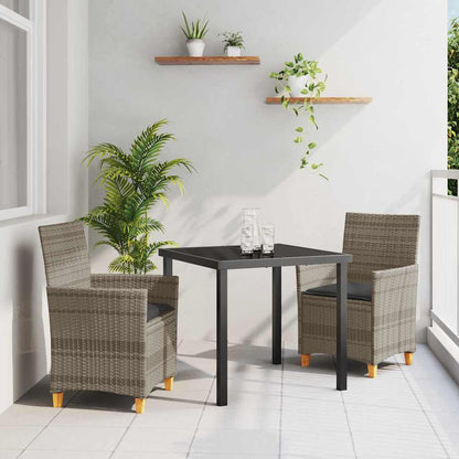 Garten Essgruppe 3 pcs Grau Poly-Rattan