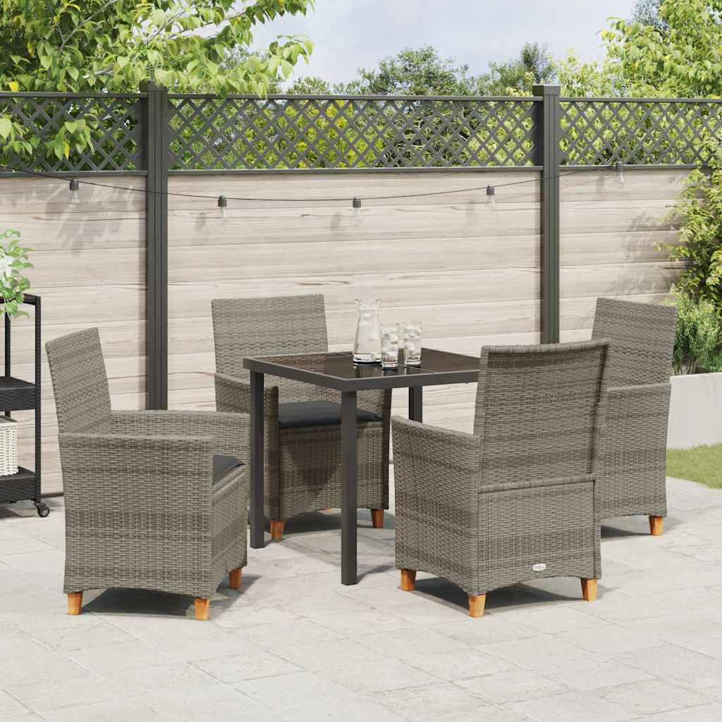 Garten Essgruppe 5 pcs Grau Poly-Rattan