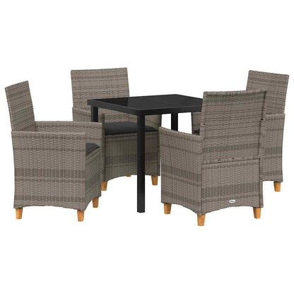 Garten Essgruppe 5 pcs Grau Poly-Rattan