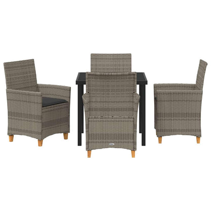 Garten Essgruppe 5 pcs Grau Poly-Rattan