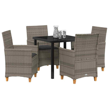 Garten Essgruppe 5 pcs Grau Poly-Rattan