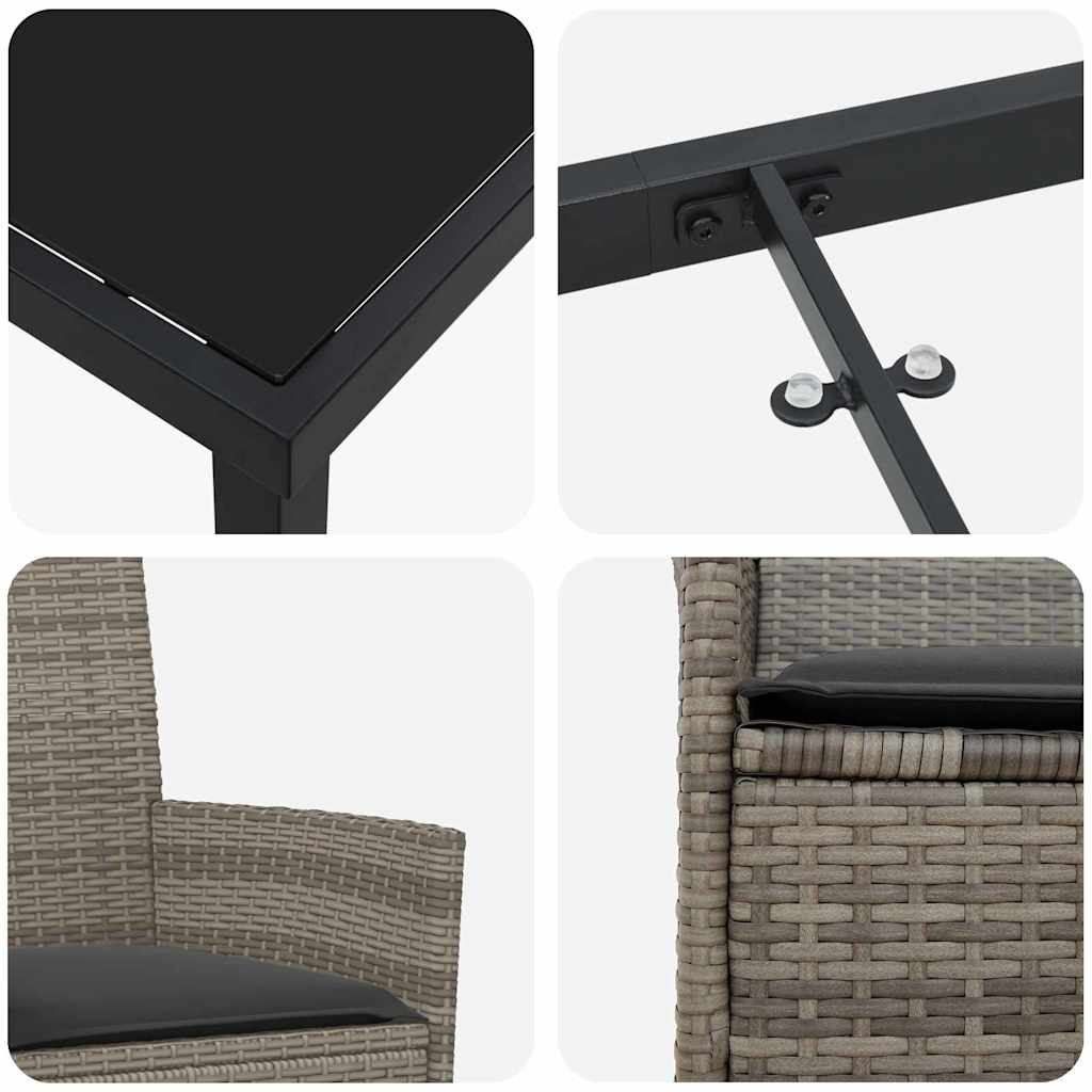 Garten Essgruppe 5 pcs Grau Poly-Rattan