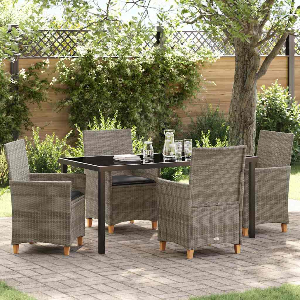 Garten Essgruppe 5 pcs Grau Poly-Rattan