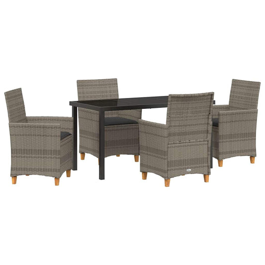 Garten Essgruppe 5 pcs Grau Poly-Rattan
