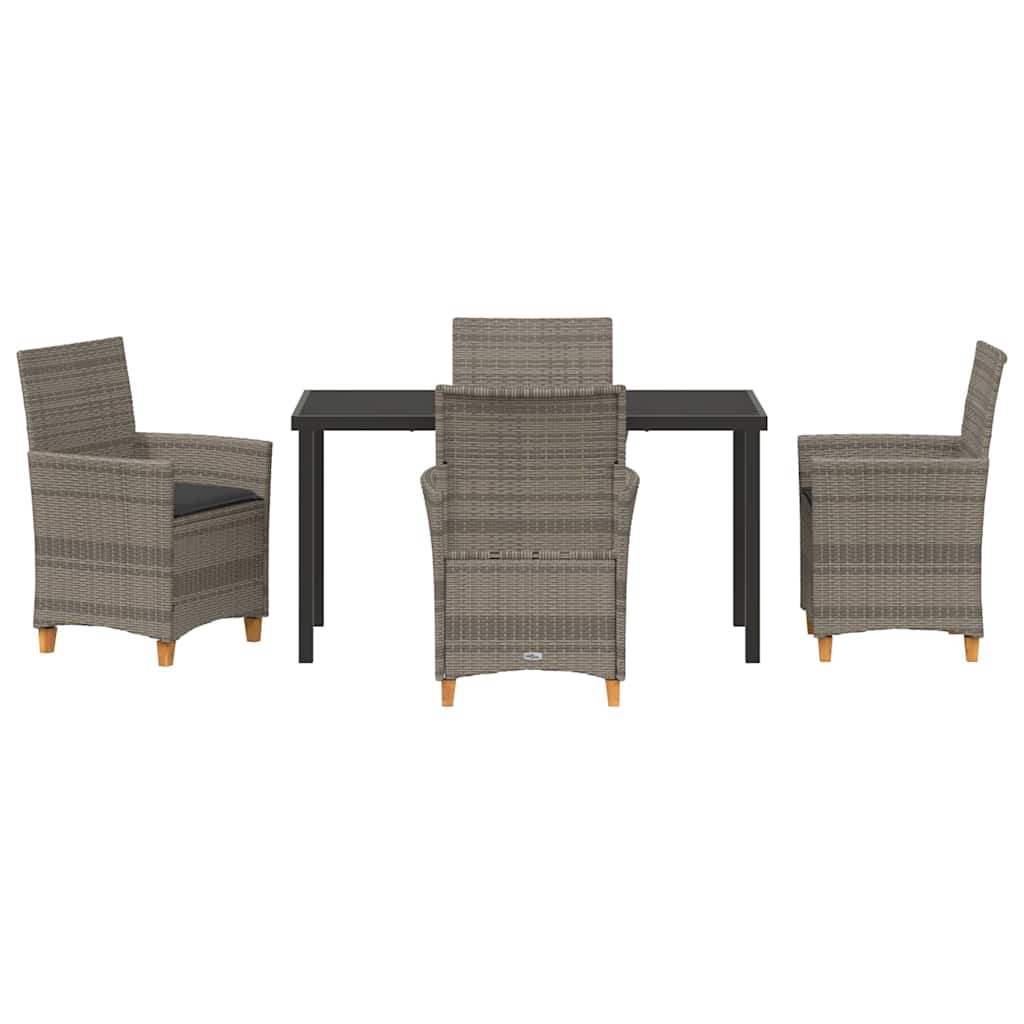 Garten Essgruppe 5 pcs Grau Poly-Rattan