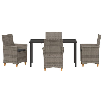 Garten Essgruppe 5 pcs Grau Poly-Rattan