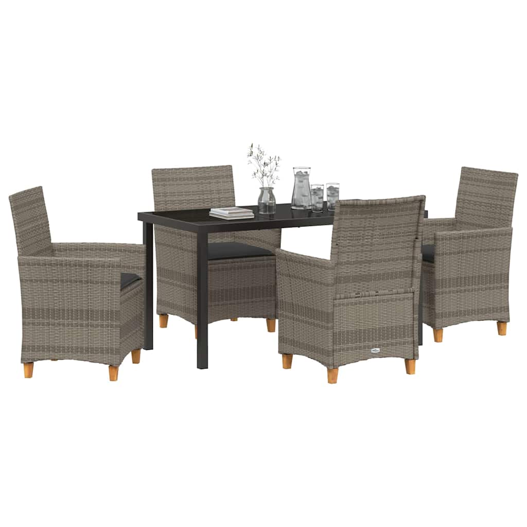Garten Essgruppe 5 pcs Grau Poly-Rattan