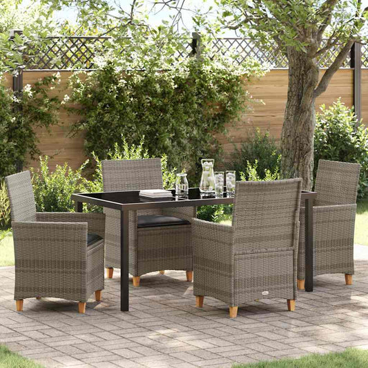 Garten Essgruppe 5 pcs Grau Poly-Rattan