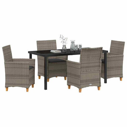 Garten Essgruppe 5 pcs Grau Poly-Rattan