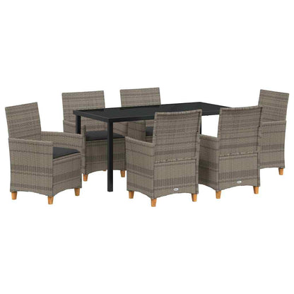 Garten Essgruppe 7 pcs Grau Poly-Rattan
