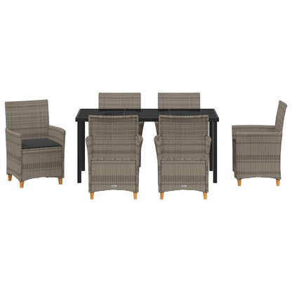 Garten Essgruppe 7 pcs Grau Poly-Rattan