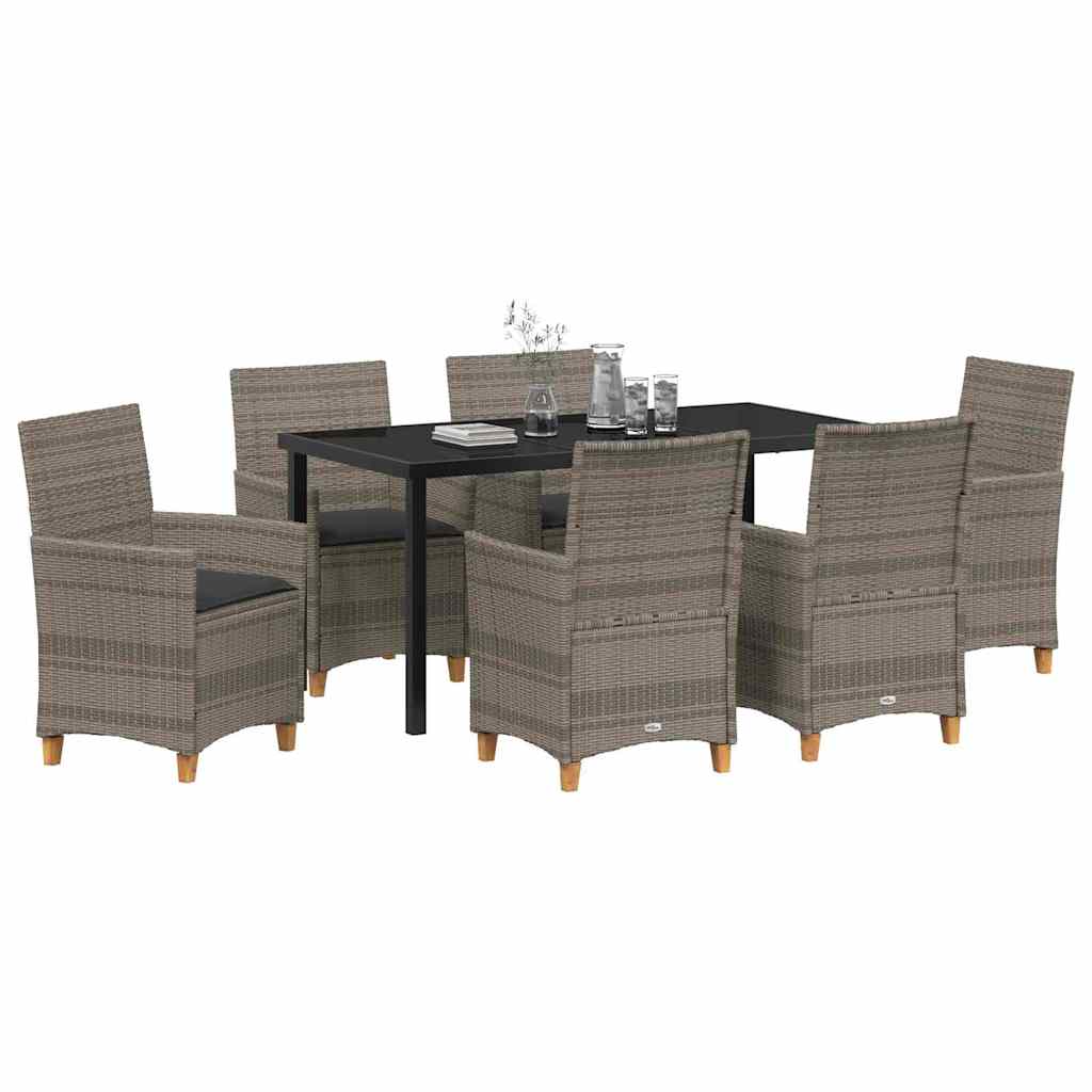 Garten Essgruppe 7 pcs Grau Poly-Rattan