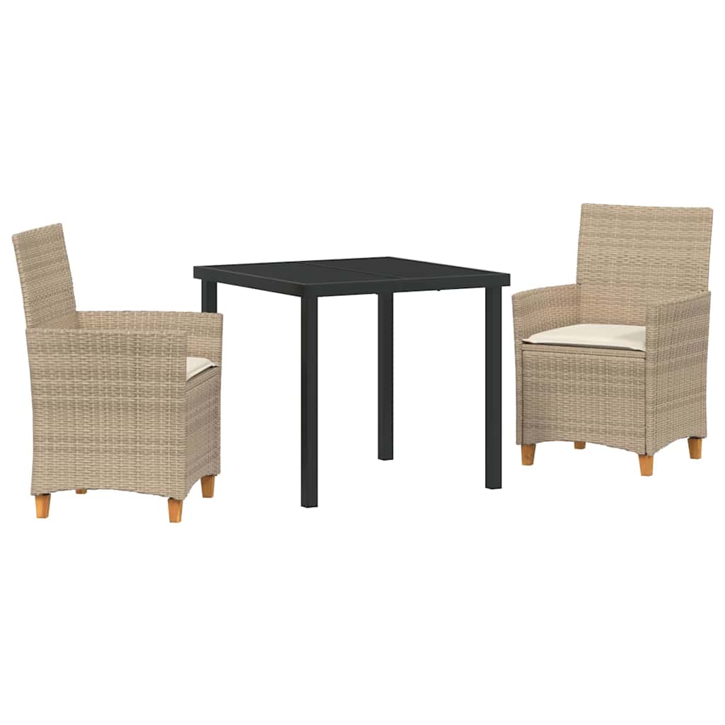 Garten Essgruppe 3 pcs Beige Poly-Rattan