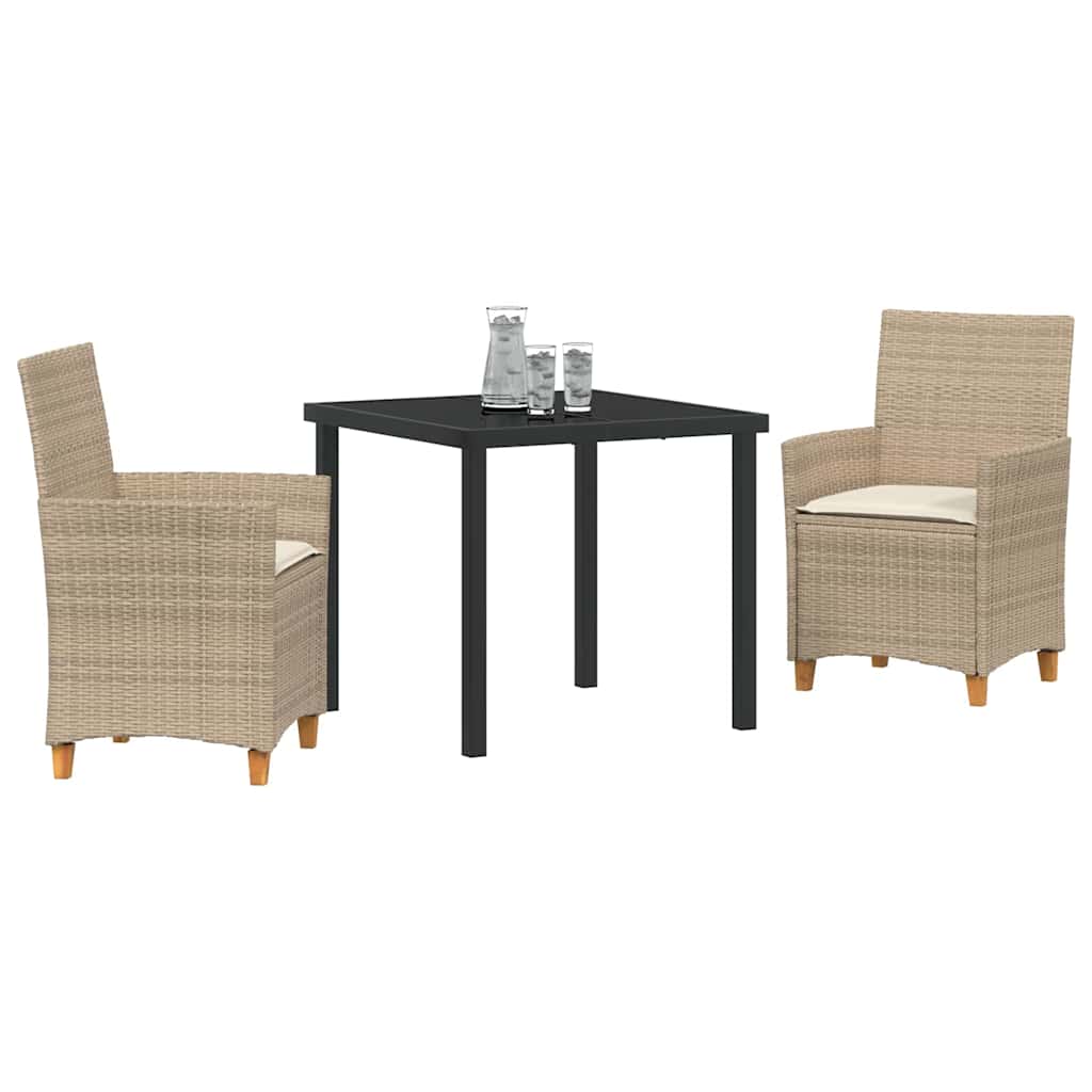Garten Essgruppe 3 pcs Beige Poly-Rattan