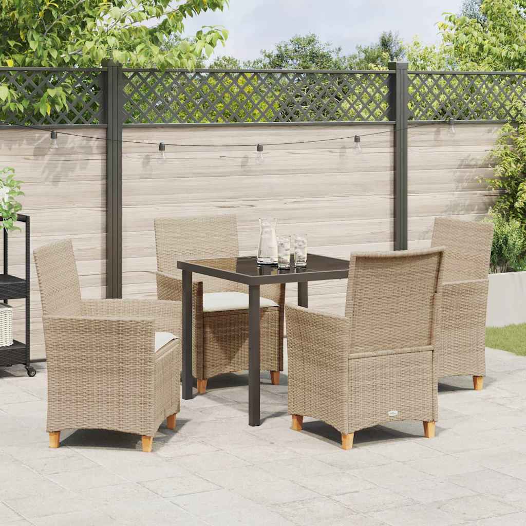 Garten Essgruppe 5 pcs Beige Poly-Rattan