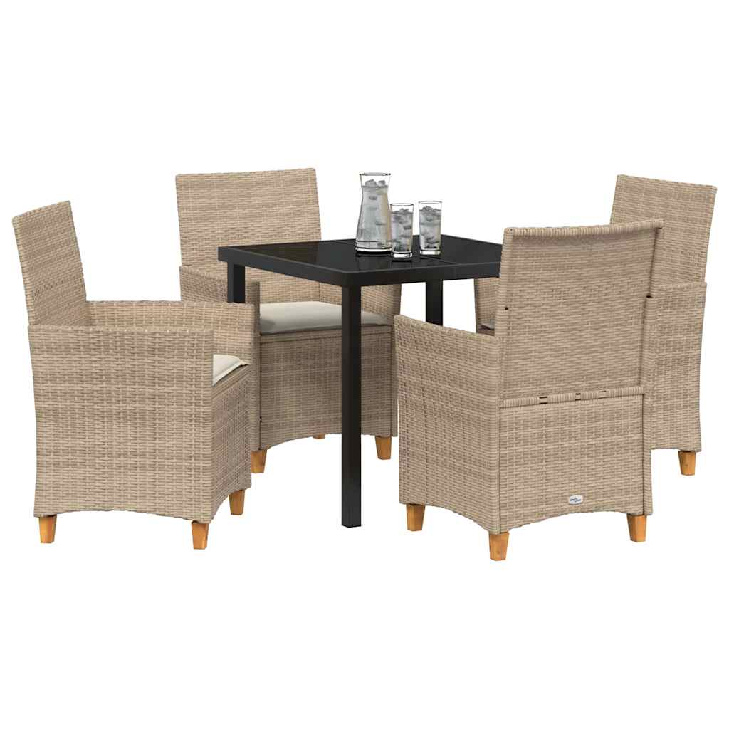 Garten Essgruppe 5 pcs Beige Poly-Rattan