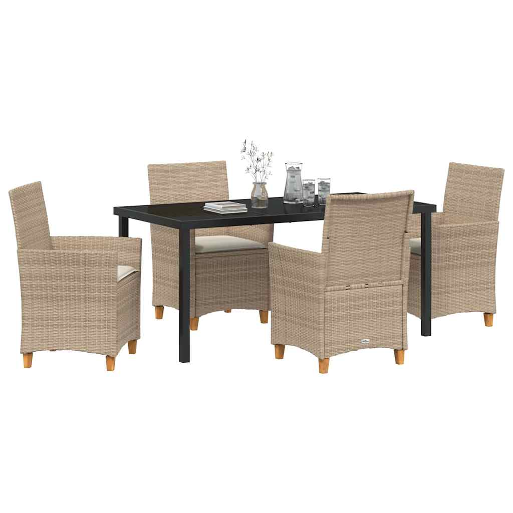 Garten Essgruppe 5 pcs Beige Poly-Rattan