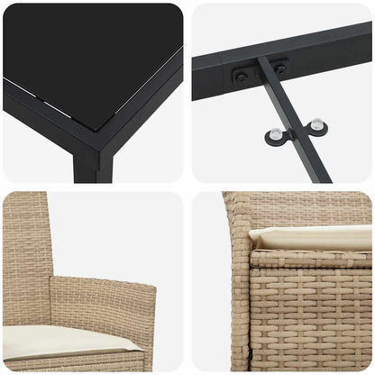 Garten Essgruppe 7 pcs Beige Poly-Rattan