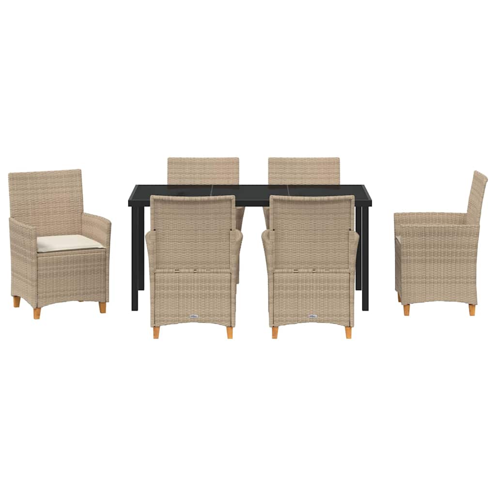 Garten Essgruppe 7 pcs Beige Poly-Rattan
