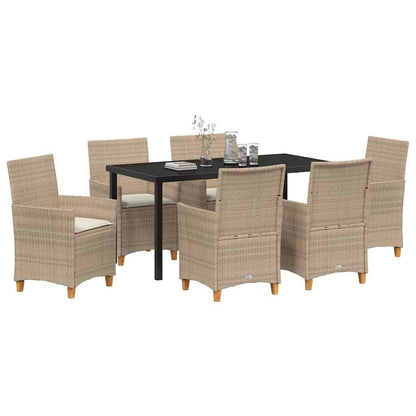 Garten Essgruppe 7 pcs Beige Poly-Rattan
