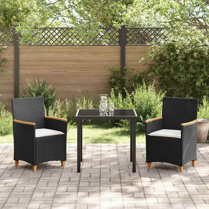 Garten Essgruppe 3 pcs Schwarz Poly-Rattan
