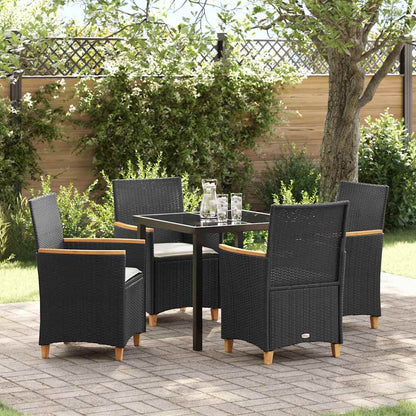 Garten Essgruppe 5 pcs Schwarz Poly-Rattan