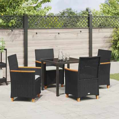 Garten Essgruppe 5 pcs Schwarz Poly-Rattan