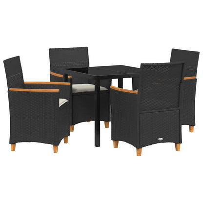 Garten Essgruppe 5 pcs Schwarz Poly-Rattan