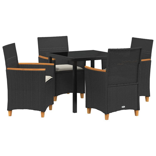 Garten Essgruppe 5 pcs Schwarz Poly-Rattan