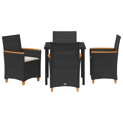 Garten Essgruppe 5 pcs Schwarz Poly-Rattan