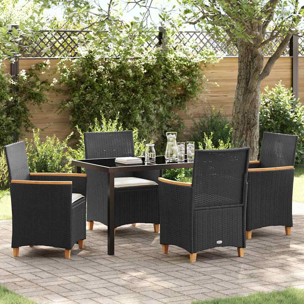 Garten Essgruppe 5 pcs Schwarz Poly-Rattan