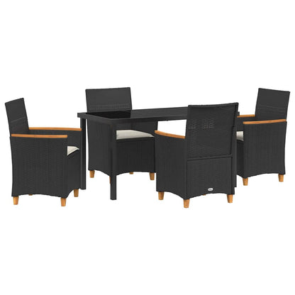 Garten Essgruppe 5 pcs Schwarz Poly-Rattan