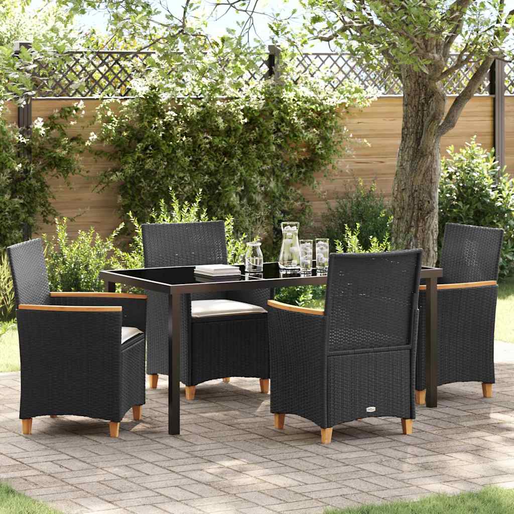 Garten Essgruppe 5 pcs Schwarz Poly-Rattan