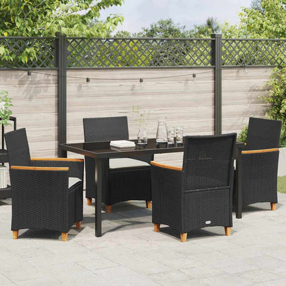 Garten Essgruppe 5 pcs Schwarz Poly-Rattan