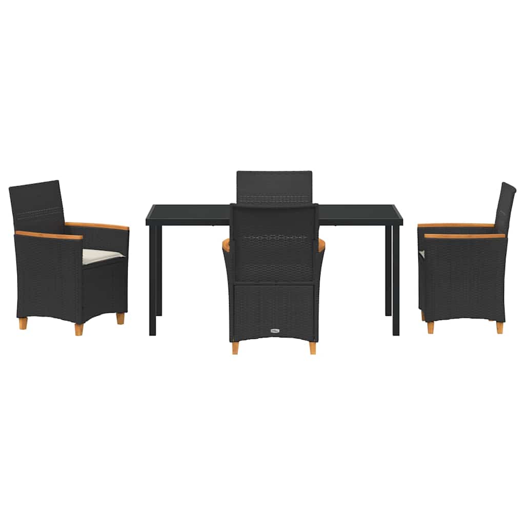 Garten Essgruppe 5 pcs Schwarz Poly-Rattan