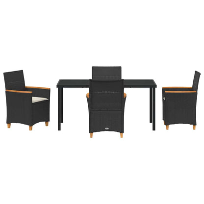 Garten Essgruppe 5 pcs Schwarz Poly-Rattan