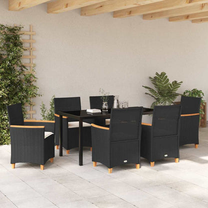 Garten Essgruppe 7 pcs Schwarz Poly-Rattan