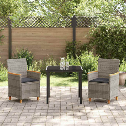 Garten Essgruppe 3 pcs Grau Poly-Rattan