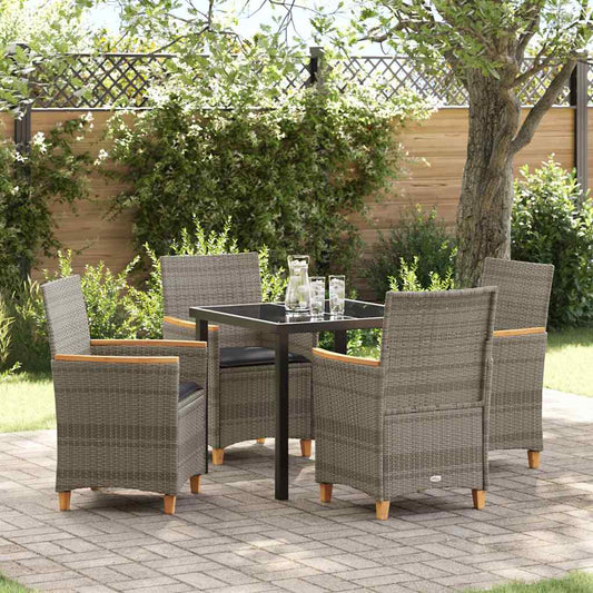 Garten Essgruppe 5 pcs Grau Poly-Rattan