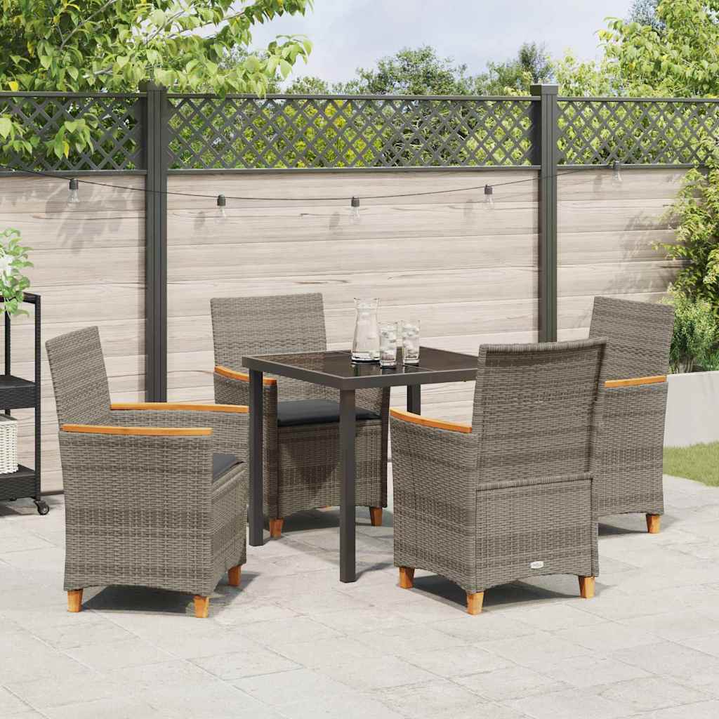 Garten Essgruppe 5 pcs Grau Poly-Rattan