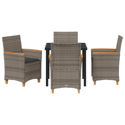 Garten Essgruppe 5 pcs Grau Poly-Rattan