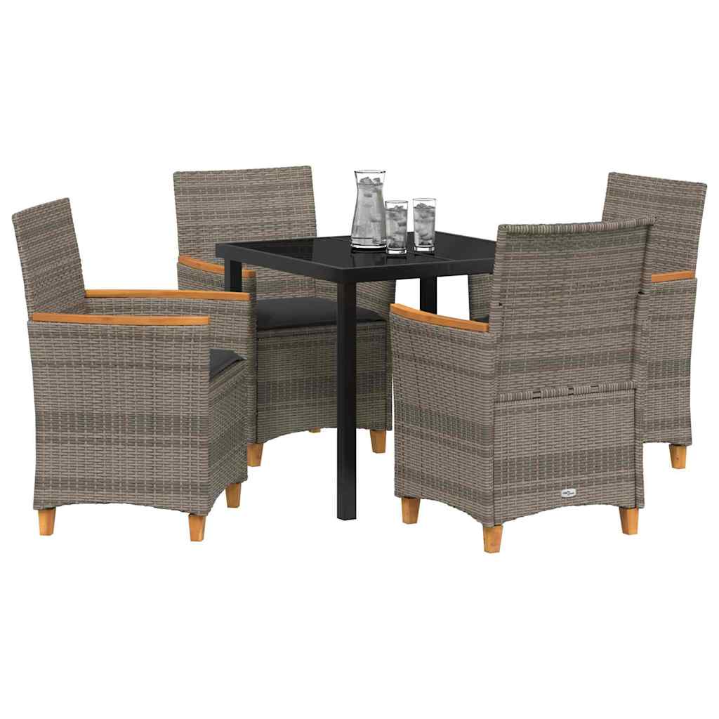 Garten Essgruppe 5 pcs Grau Poly-Rattan