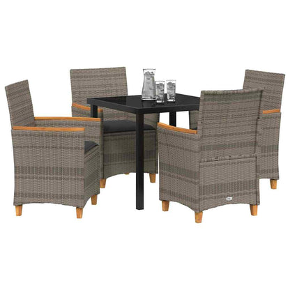 Garten Essgruppe 5 pcs Grau Poly-Rattan