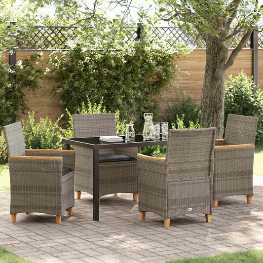 Garten Essgruppe 5 pcs Grau Poly-Rattan