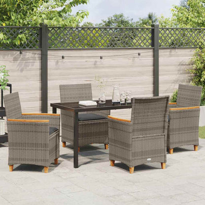 Garten Essgruppe 5 pcs Grau Poly-Rattan