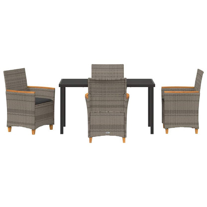 Garten Essgruppe 5 pcs Grau Poly-Rattan