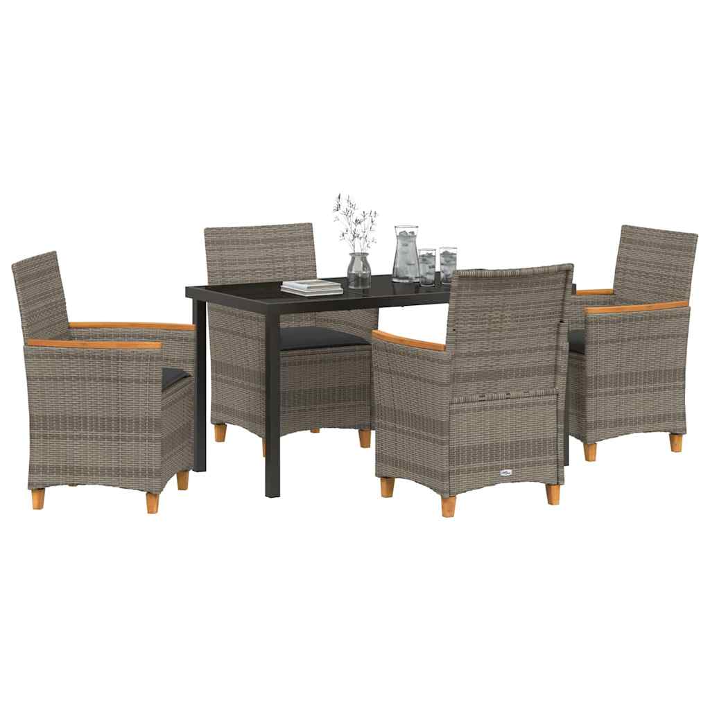 Garten Essgruppe 5 pcs Grau Poly-Rattan