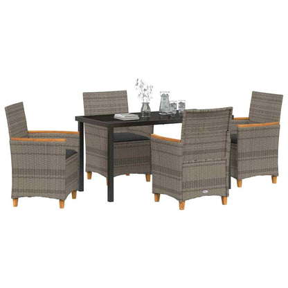 Garten Essgruppe 5 pcs Grau Poly-Rattan