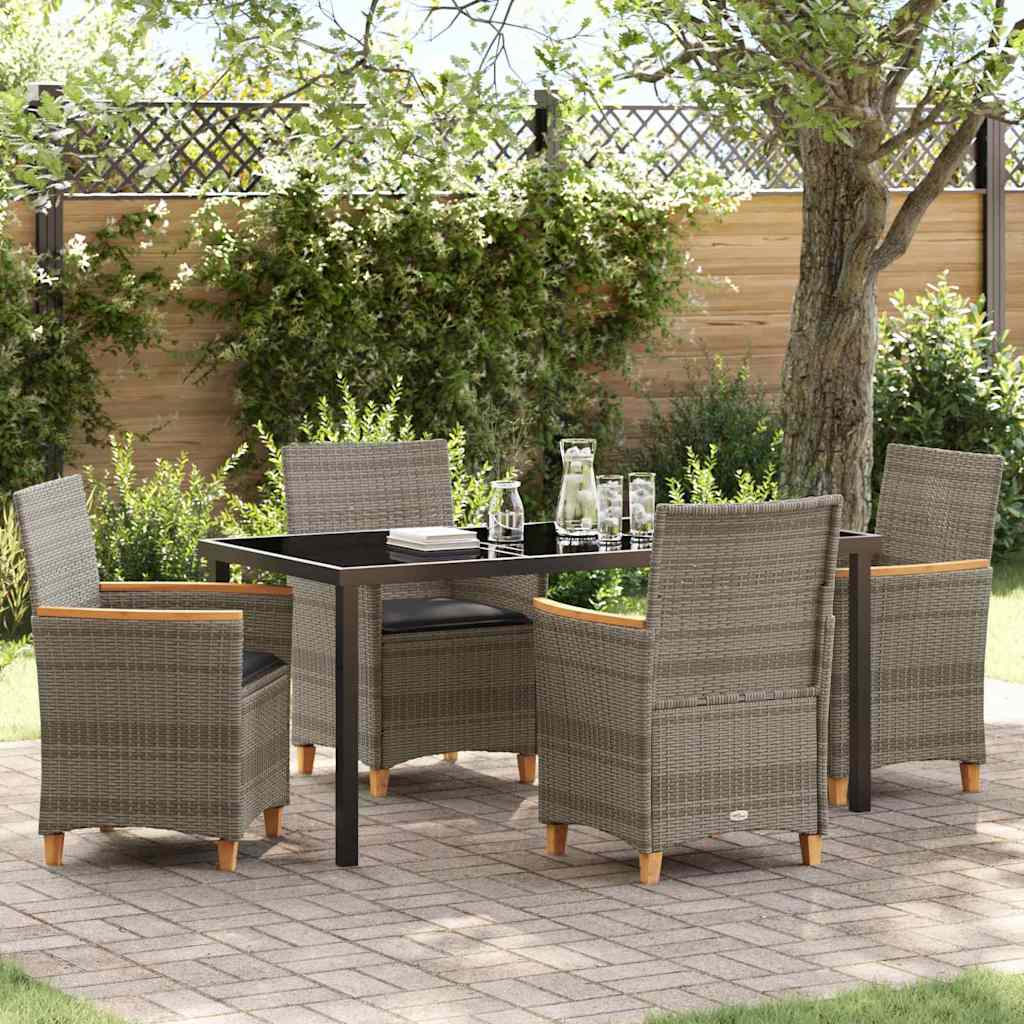Garten Essgruppe 5 pcs Grau Poly-Rattan