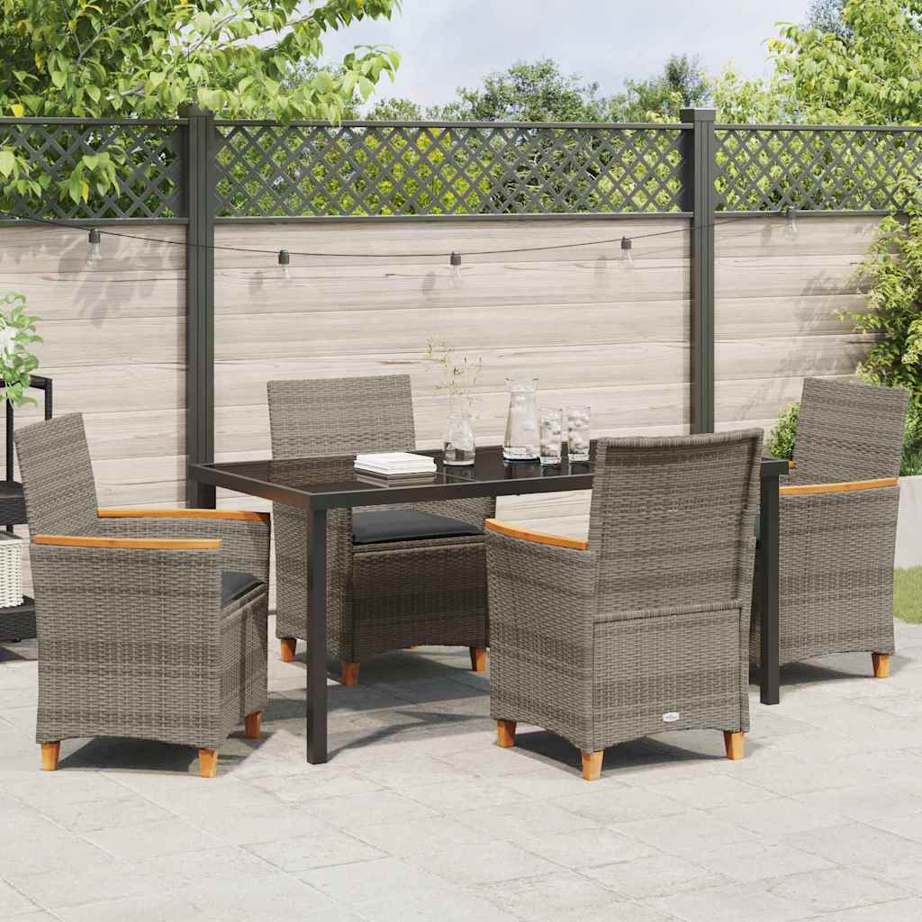 Garten Essgruppe 5 pcs Grau Poly-Rattan